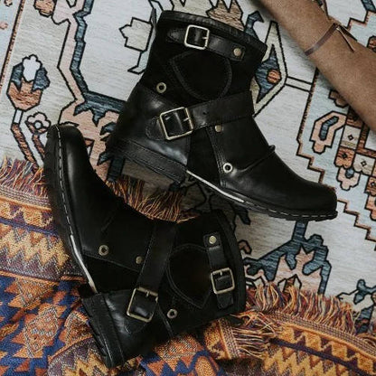 Zentrivo Men's Vintage Style Buckled Ankle Boots