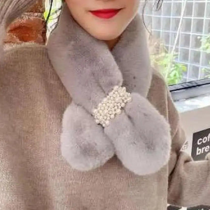 Zentrivo Luxury Faux Fur Pearl Winter Scarf