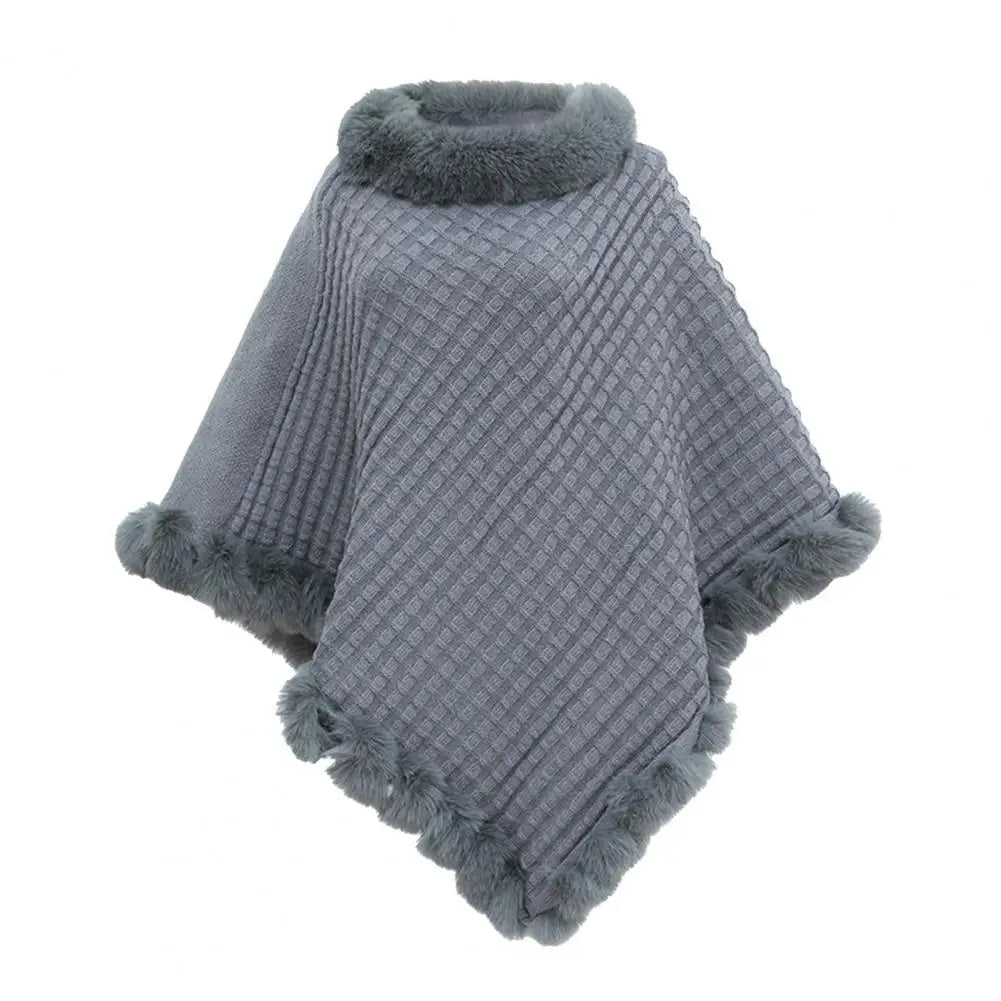 Zentrivo Faux Fur Shawl Cloak for Women