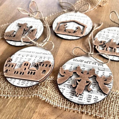 Zentrivo Nativity-Themed Music Sheet Ornament Collection