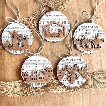 Zentrivo Nativity-Themed Music Sheet Ornament Collection
