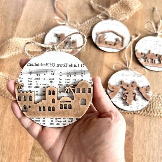 Zentrivo Nativity-Themed Music Sheet Ornament Collection