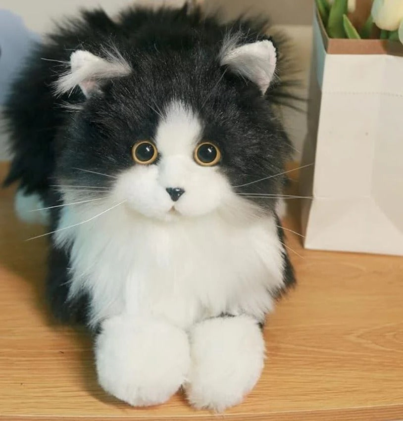 Zentrivo Lifelike Black and White Plush Cat