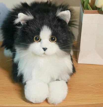 Zentrivo Lifelike Black and White Plush Cat