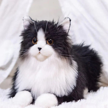 Zentrivo Lifelike Black and White Plush Cat