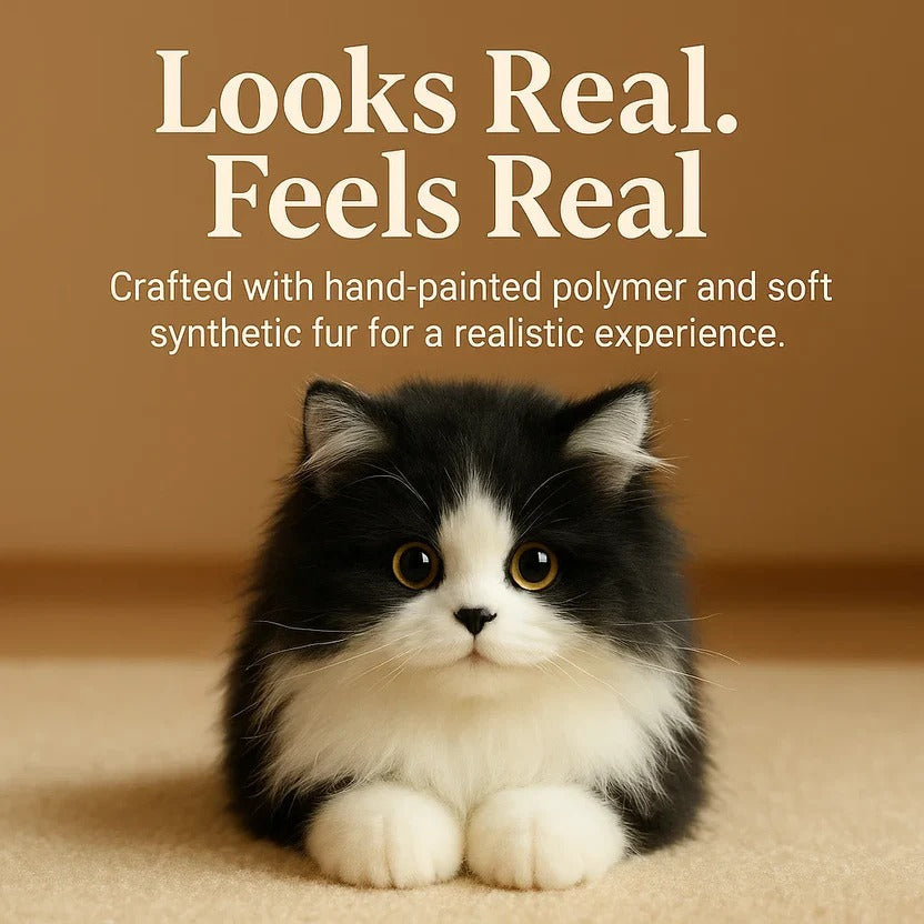 Zentrivo Lifelike Black and White Plush Cat
