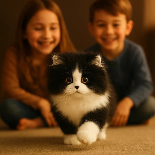 Zentrivo Lifelike Black and White Plush Cat