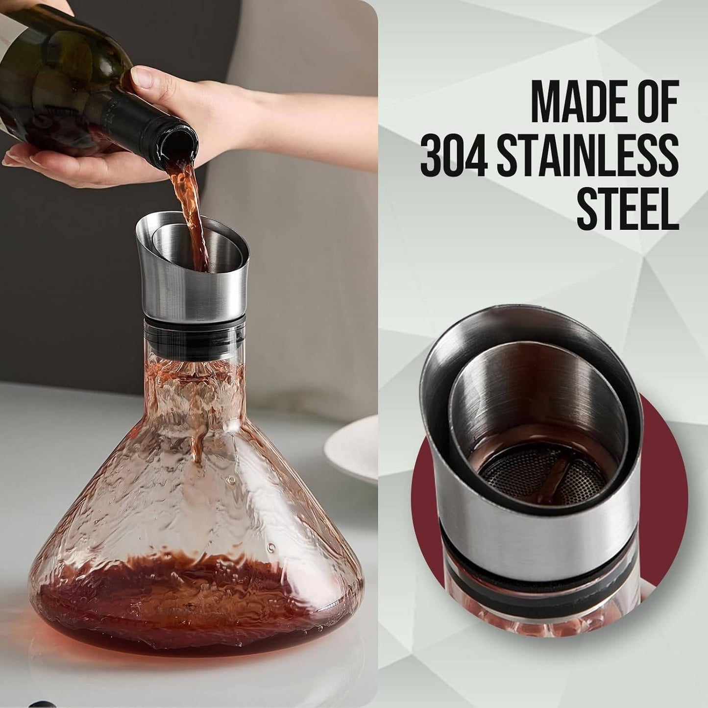 Zentrivo Crystal Glass Wine Decanter Aerator Carafe