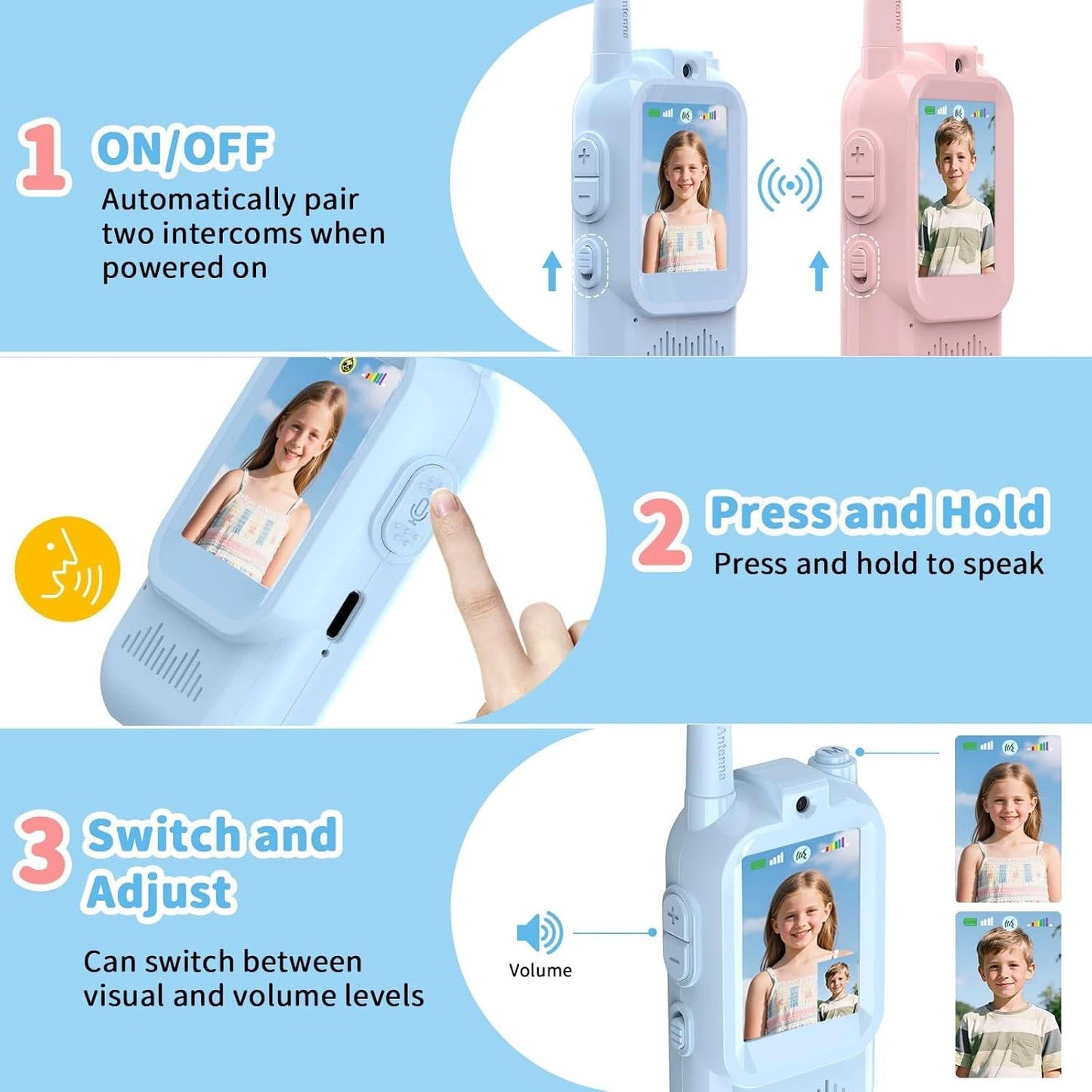 Zentrivo Kids Walkie Talkies Video Voice & Chat 2 Set