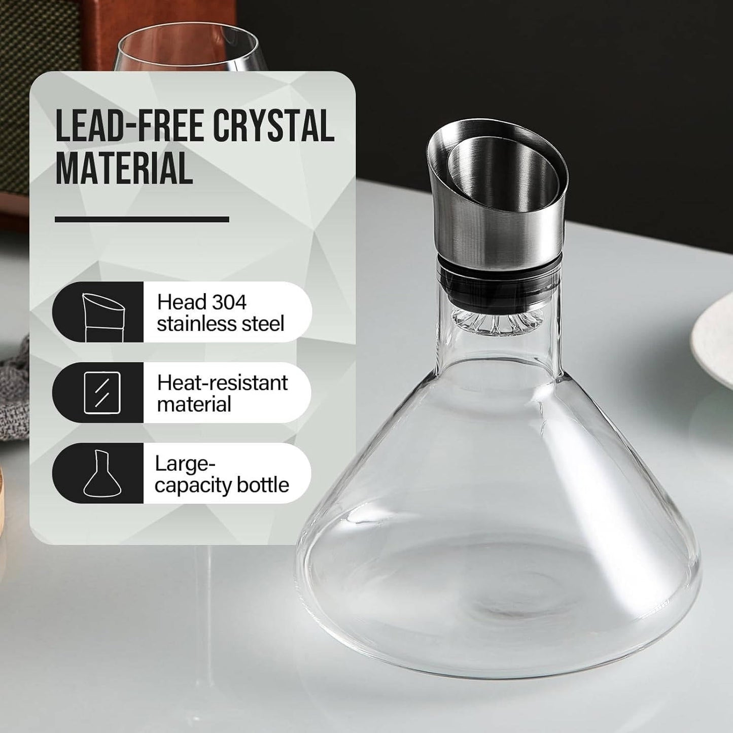 Zentrivo Crystal Glass Wine Decanter Aerator Carafe