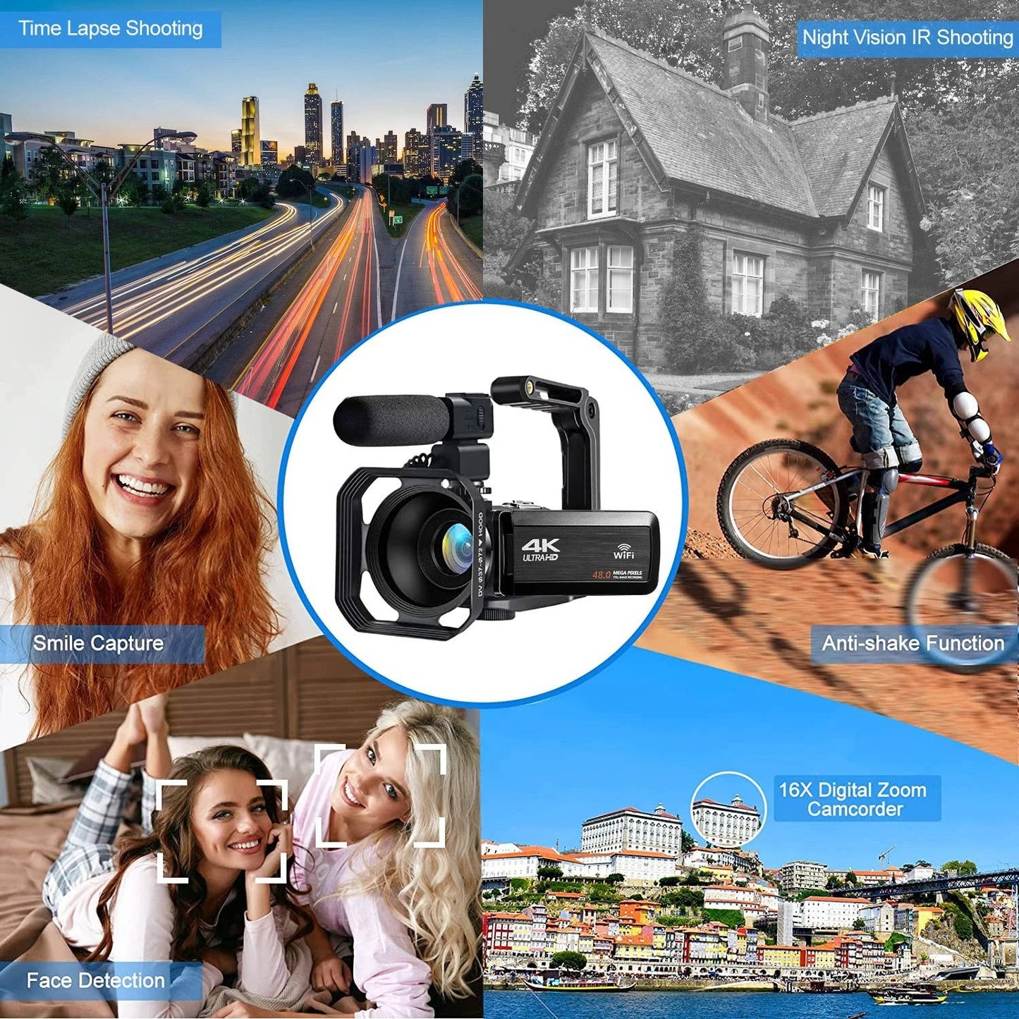 Zentrivo 4K Video Camera Camcorder YouTube Vlogging WiFi