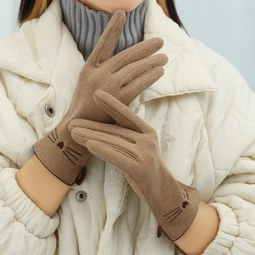 Zentrivo Cat Touchscreen Winter Gloves for Women