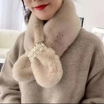 Zentrivo Luxury Faux Fur Pearl Winter Scarf