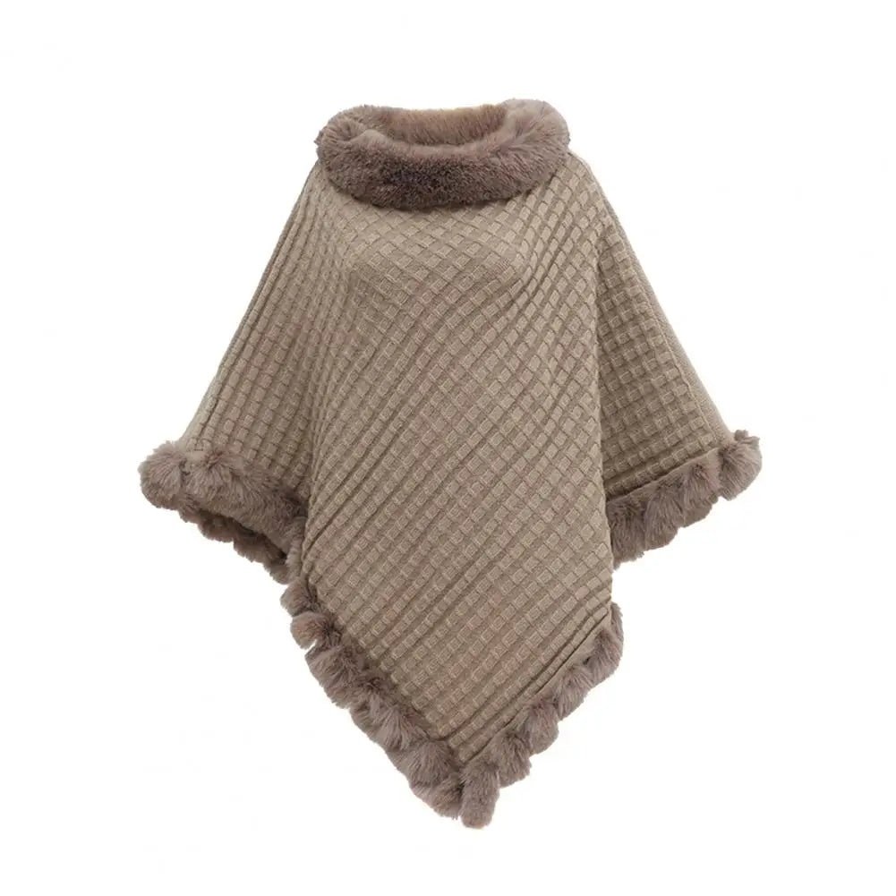 Zentrivo Faux Fur Shawl Cloak for Women