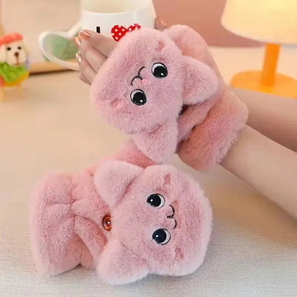 Zentrivo Plush Animal Fingerless Gloves