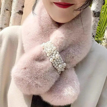 Zentrivo Luxury Faux Fur Pearl Winter Scarf