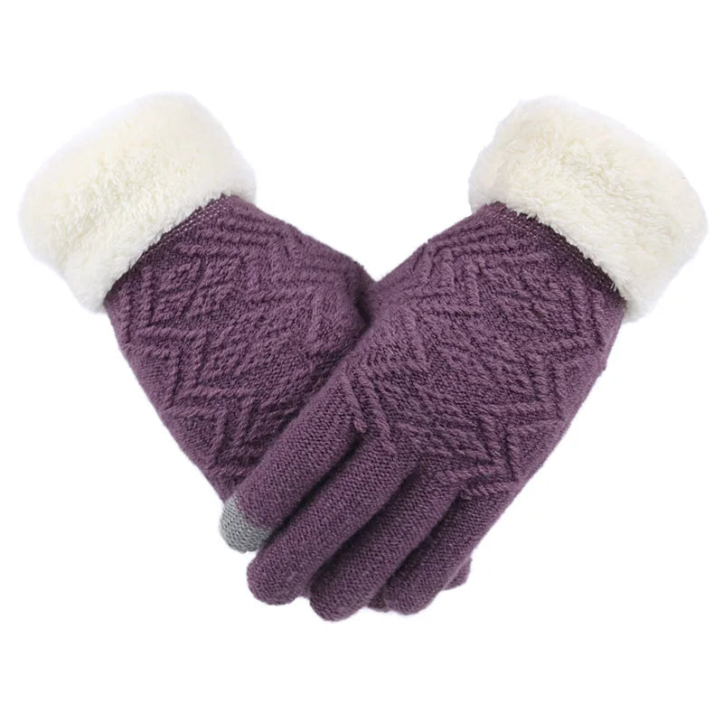 Zentrivo Plush Lined Touch Screen Knitted Gloves