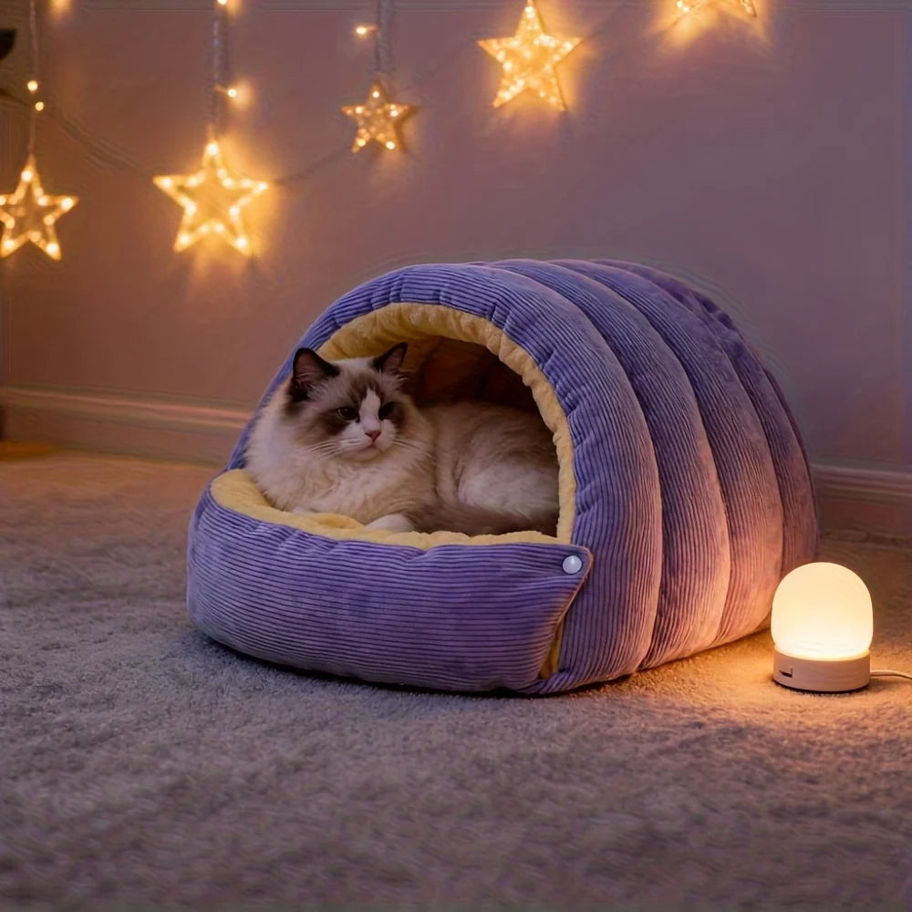 Zentrivo Warm Arctic Fleece Enclosed Cat Cave Bed