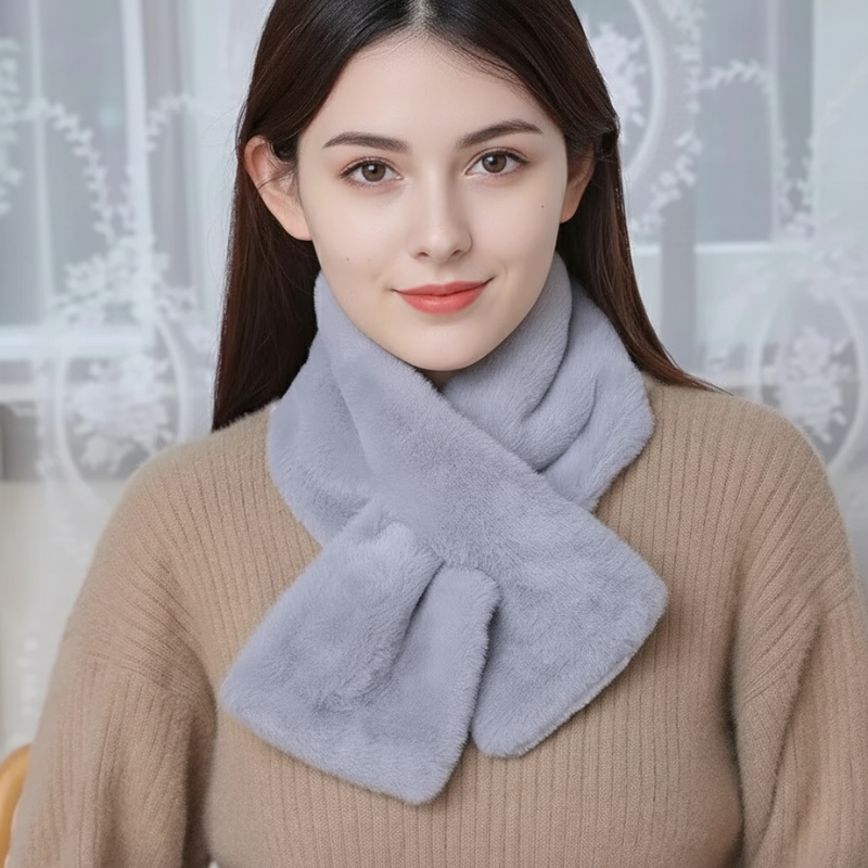 Zentrivo Faux Fur Cross Collar Neck Warmer Winter Scarf