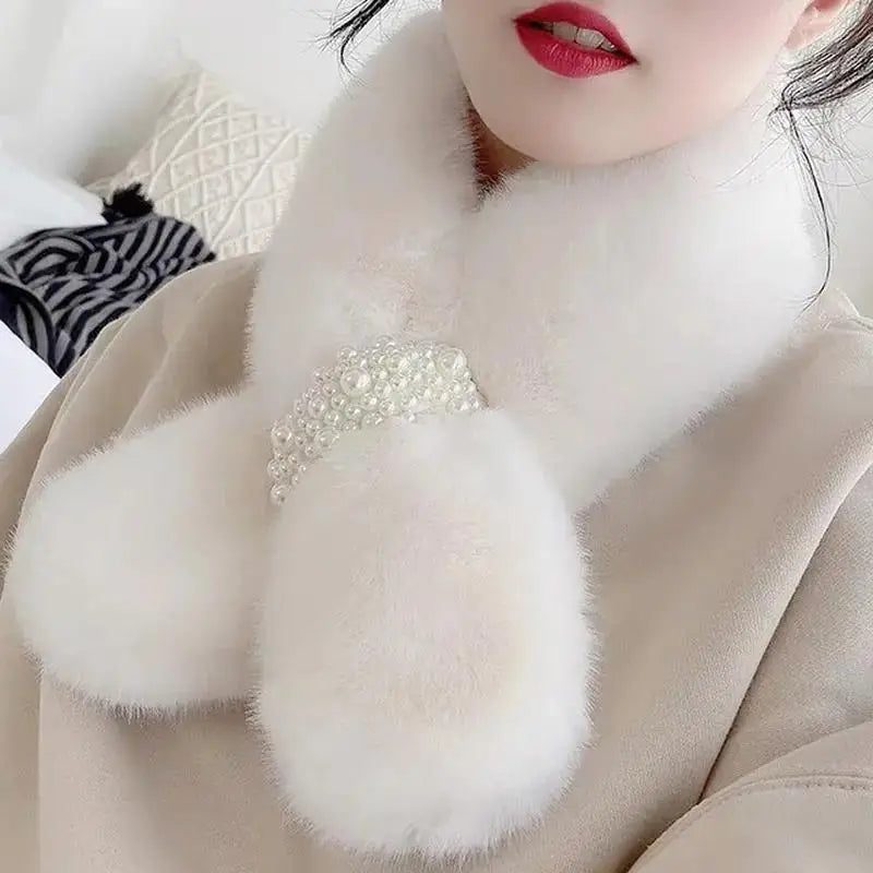 Zentrivo Luxury Faux Fur Pearl Winter Scarf