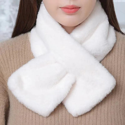 Zentrivo Faux Fur Cross Collar Neck Warmer Winter Scarf