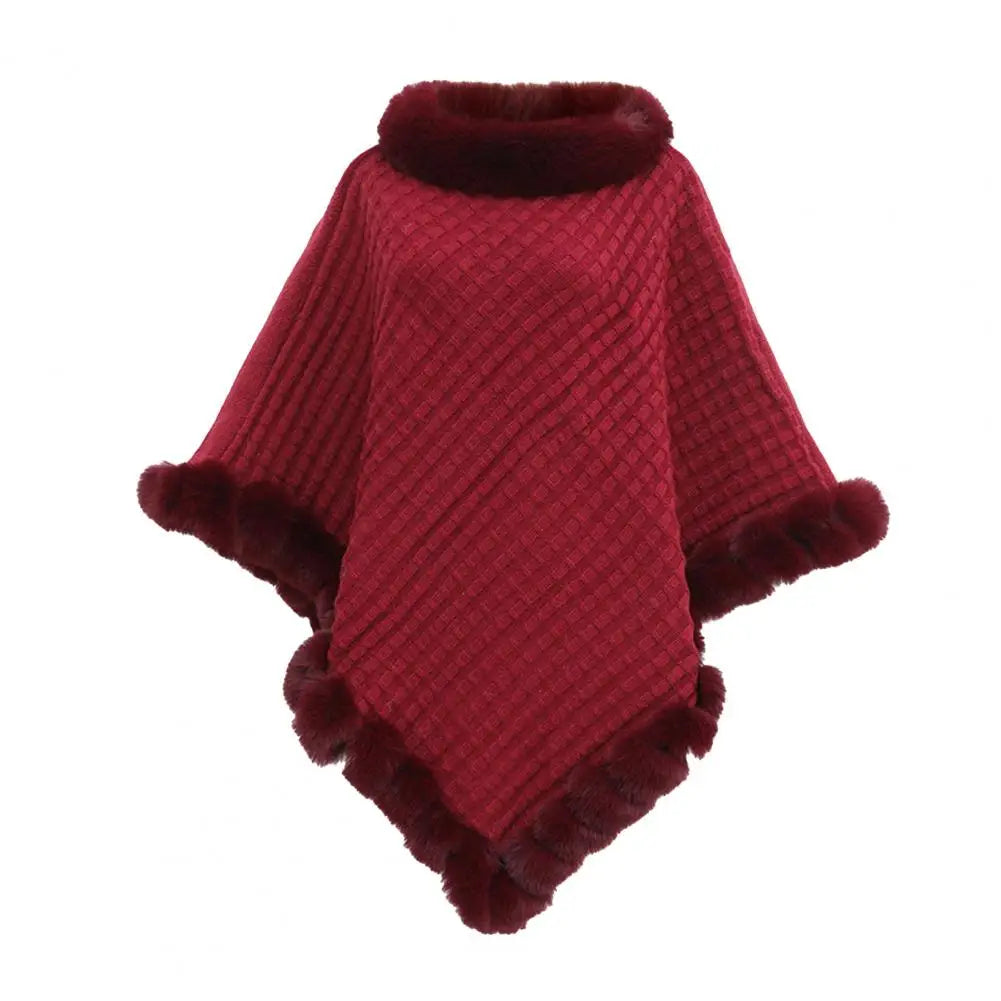 Zentrivo Faux Fur Shawl Cloak for Women